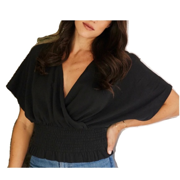 NWOT new Able Jolene smocked surplice wrap top XL XXL 1X unworn date party work - Picture 1 of 13